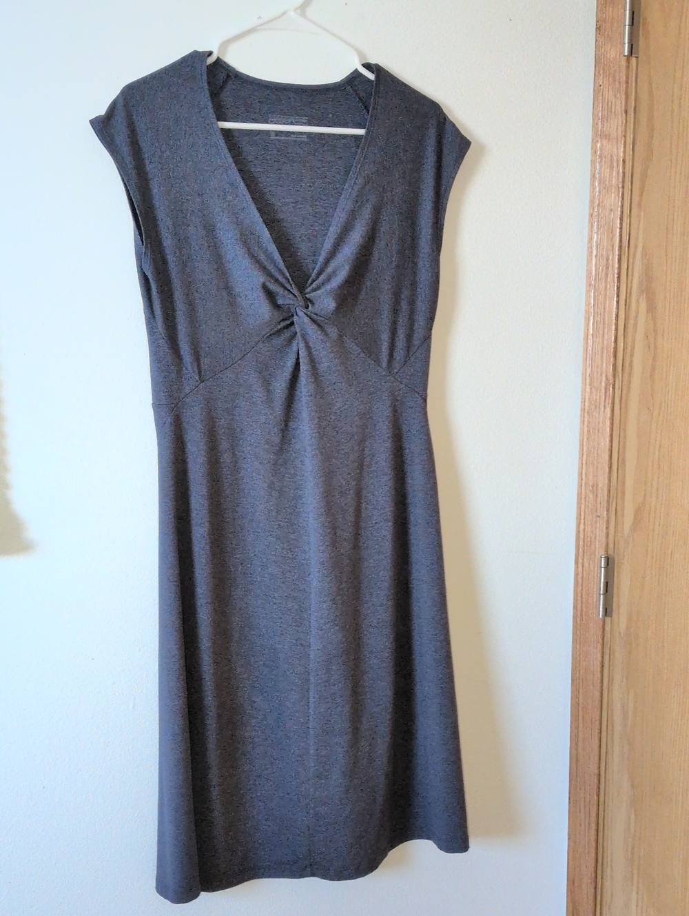 Patagonia Heather Gray Twist-Front Midi Dress